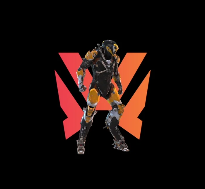 Personnage du jeu Anthem en armure de combat, rendu 3D présenté dans l'expérience holographique.